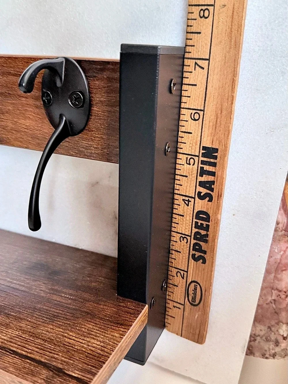 Rustic Wood Wall Coat Rack with 3 Hooks shelf